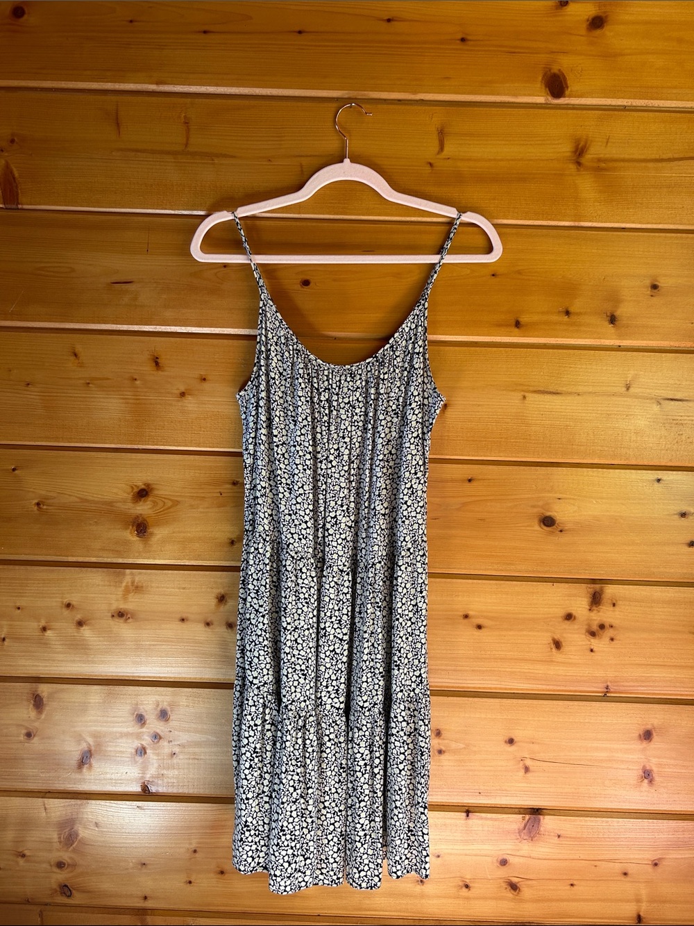 H&M Black and White Floral Midi Slip Dress